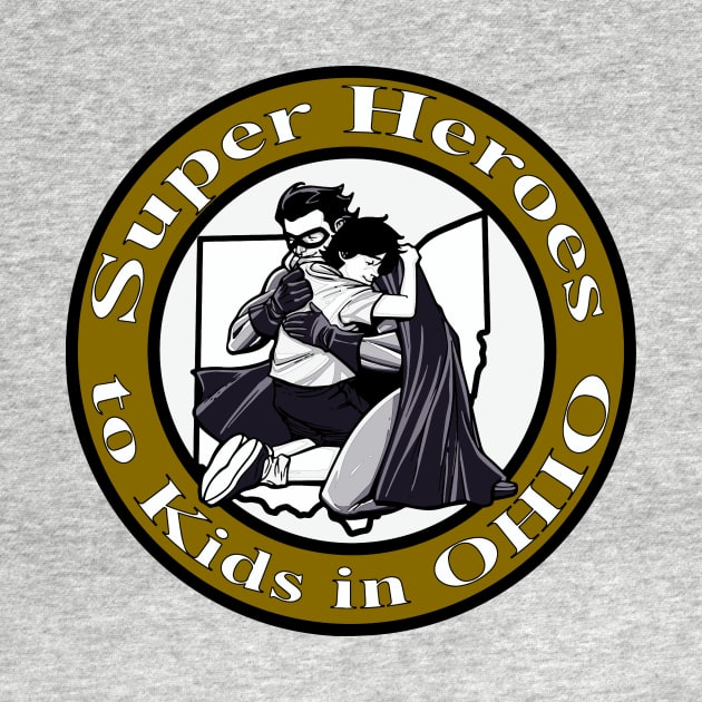 Golden SHTKIO logo by Super Heroes to Kids in Ohio